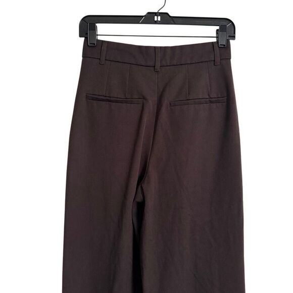 Zara Chocolate Brown Front Pleat Trousers XS Wide Leg - Picture 5 of 7